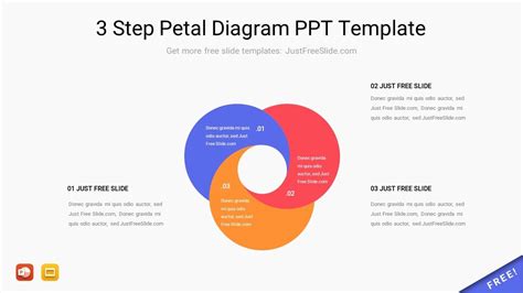 3 Step Petal Diagram PPT Template | Just Free Slide