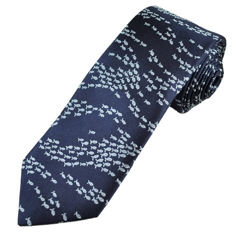 Navy Blue Fish Men S Luxury Silk Tie From Ties Planet Uk