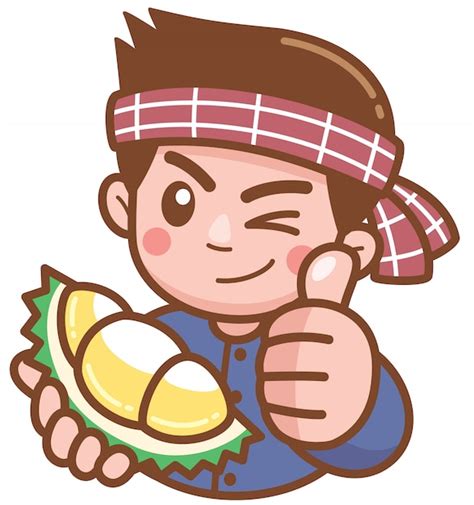 Premium Vector | Vector illustration of cartoon durian seller presenting