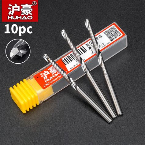 HUHAO 10pcs Lot 3 175mm Single Flute Spiral Cutter Router Bit CNC End