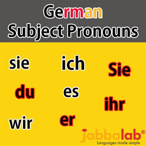 German Subject Pronouns With Video Jabbalab Language Blog