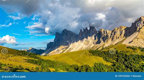 Amazing Landscape Of The Dolomites Alps Location Odle Mountain Range