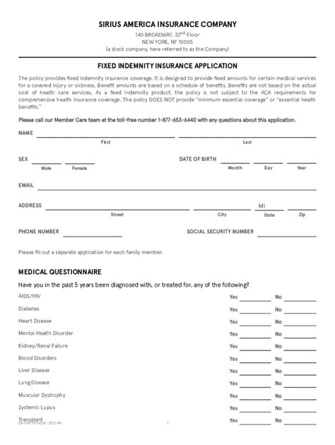 Fillable Online Hospital And Doctor Insurance Fixed Indemnity Plans