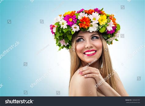 Beautiful Naked Woman Smiling Posing Flower Stock Photo 183045797 Shutterstock