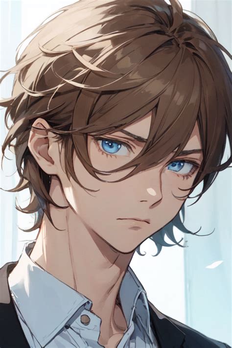 Anime Boy With Brown Hair And Blue Eyes