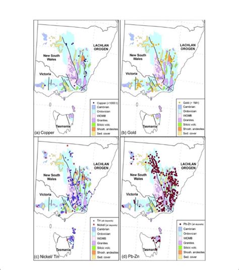 Mapa litológico con ocurrencias minerales dentro del orógeno de