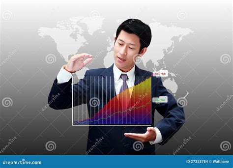 Business Man Holding A Chart Of Business Growth Stock Photo Image Of