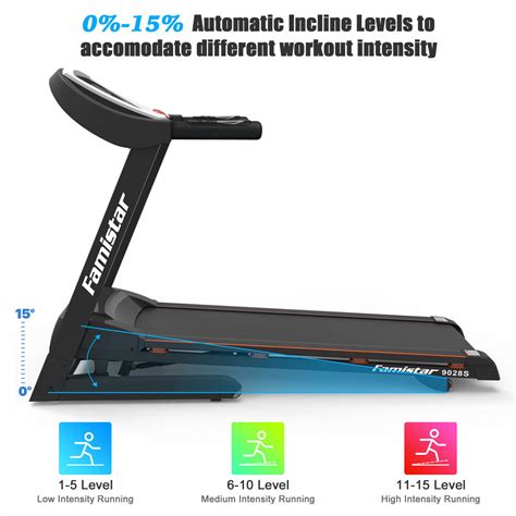 3 25hp Folding Electric Treadmill Famistar 15 Level Auto Incline Trea