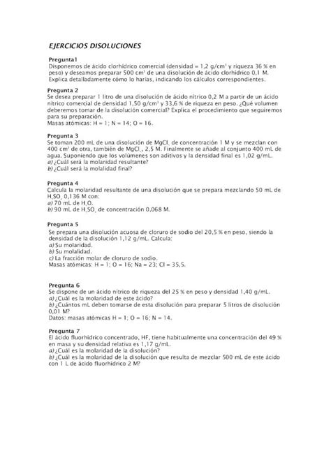 PDF EJERCICIOS DISOLUCIONES EJERCICIOS DISOLUCIONES Pregunta1