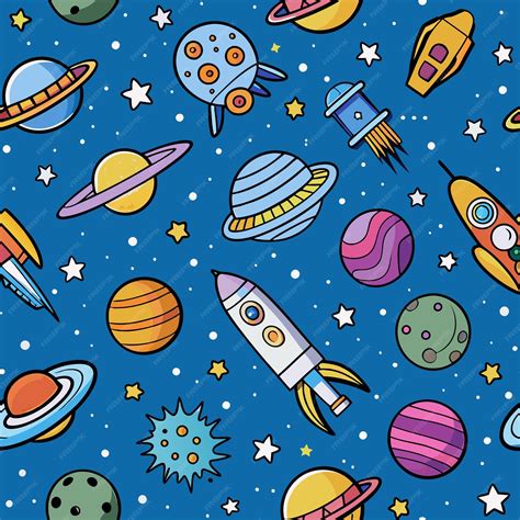 Una Ilustración De Dibujos Animados De Planetas Y Estrellas Con Estrellas Vector Premium