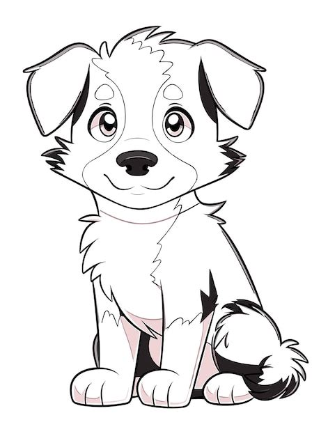 Colorear Dibujos Animados De Border Collie Blanco Y Negro Vector Premium