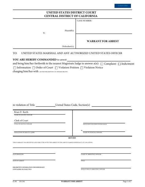 Arrest Warrant Templates Pdf Download Fill And Print For Free Templateroller