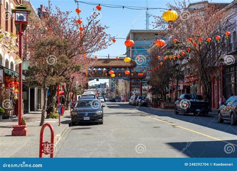 Victoria Chinatown, With The Gate Of Harmonious Interest In The Background. Editorial Image ...