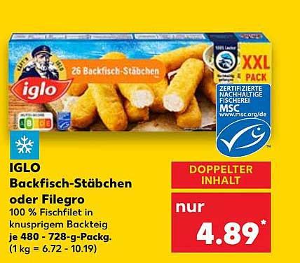 Iglo Backfisch stäbchen Oder Filegro Angebot bei Kaufland 1Prospekte de