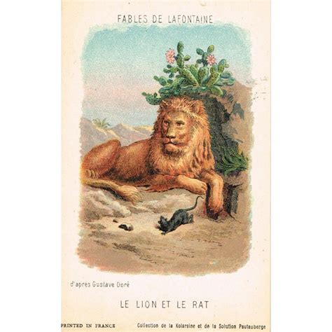 Carte Fables De La Fontaine Le Lion Et Le Rat Illustre D Apres G Dore