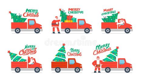 Weihnachts LKW Und Weihnachtsbaum Vektor Abbildung Illustration Von