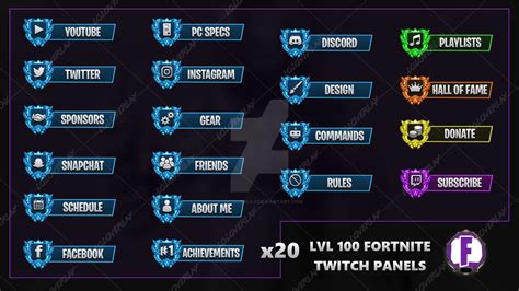 Lvl 100 Fortnite Twitch Panels By Lol Overlay On Deviantart