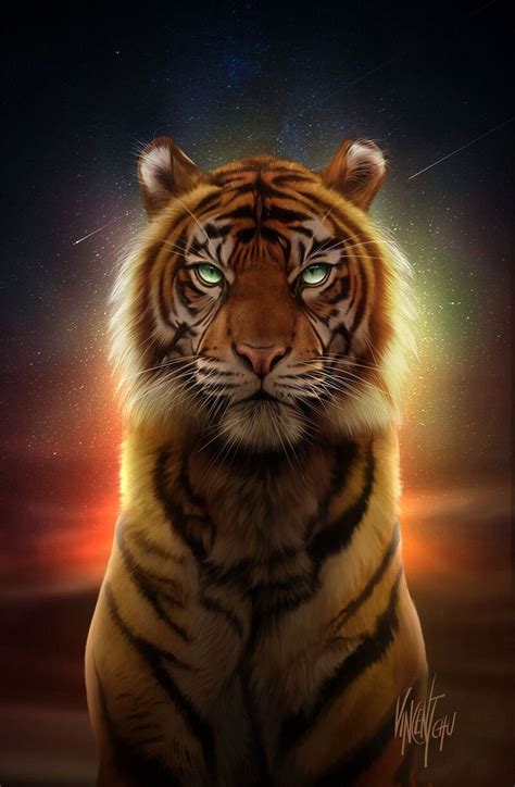 Artstation Procreate Painting Tiger In The Night Vincent Chu Tiger