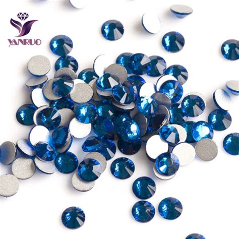 Yanruo Strass De Vidro Azul Capri Sem Adesivo Strass Cola Para