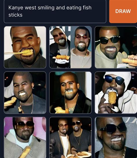 Kanye West eating fish sticks : r/craiyon