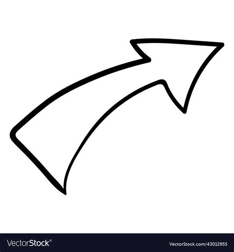 Curved arrow stroke doodle Royalty Free Vector Image