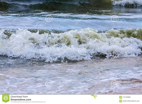 Strong Waves Crash Over The Beach At Sea Of Azov Stock Image Image Of Scenic Edge 113136985