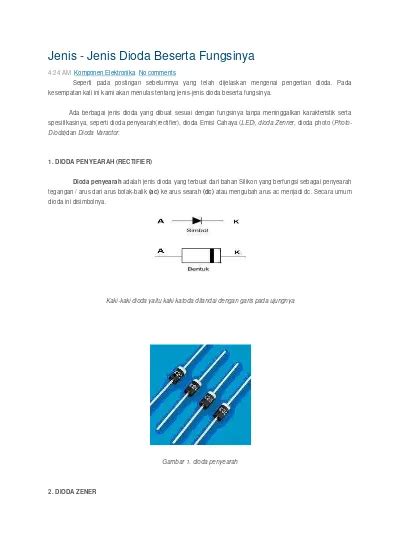 Jenis Jenis Dioda Dan Fungsinya