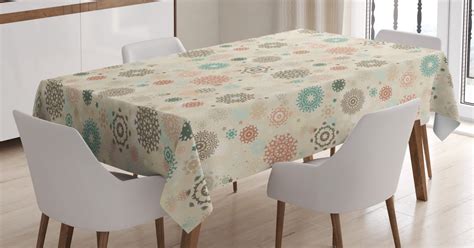 Winter Tablecloth Retro Style Christmas Pattern With Various Gentle