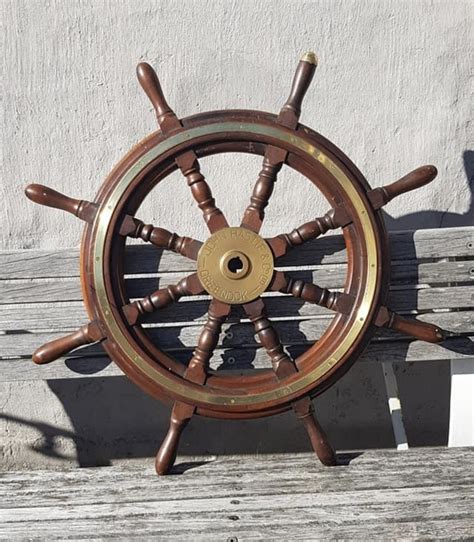 Decorative Gaston Turcotte Ship Wheel Wooden Captain Boat Steering