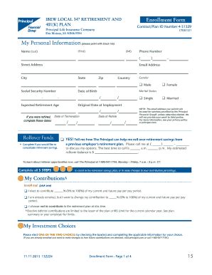 Fillable Online Ibew Local Retirement And Enrollmentform K Plan