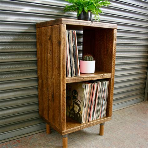 Rustic Industrial Record Player Stand Vinyl Unit Lp Storage Etsy