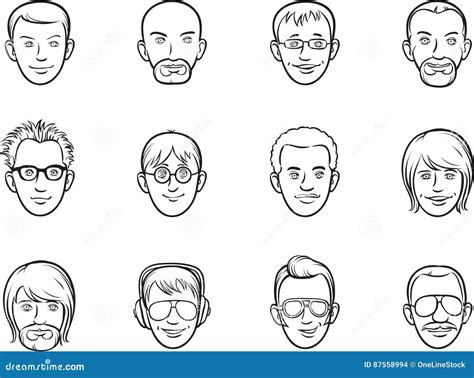 Whiteboard Drawing - Cartoon Avatar Men Faces Stock Vector ...