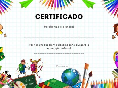 Formatura Educação Infantil temas certificado juramento convite e