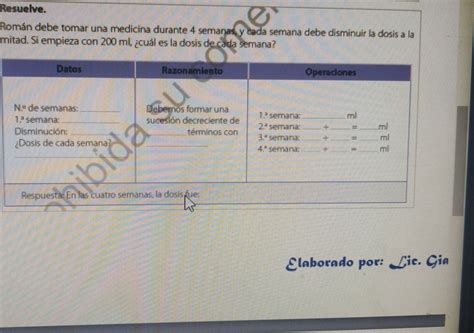 Solved Resuelve Rom N Debe Tomar Una Medicina Durante Semanas Y