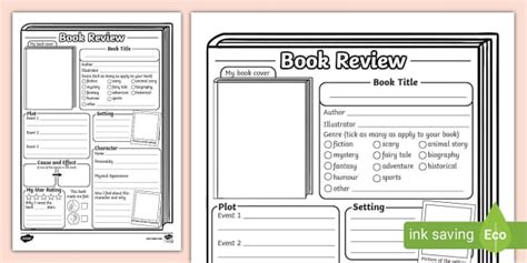 In Depth Book Review Writing Template Twinkl