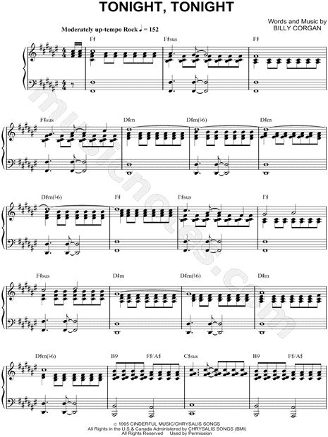 The Smashing Pumpkins Tonight Tonight Sheet Music In F Major