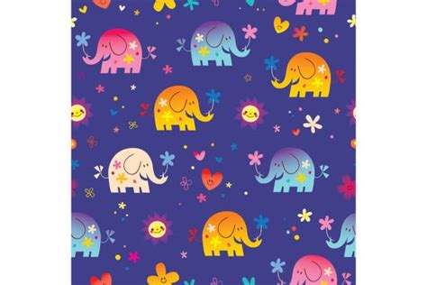 Elephants And Flowers Pattern Graphic By Alias Ching · Creative Fabrica