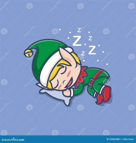 Cute Christmas Elf Sleep Stock Vector Illustration Of Happy 233825881