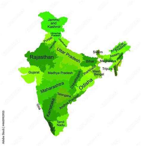 India Map Vector Silhouette Illustration Isolated On White Background