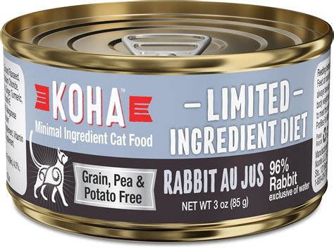 Limited Ingredient Diet Rabbit Pate for Cats - Single Meat Wet Cat Food ...