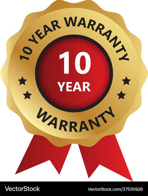 10 Year Warranty Badge Logo Photo Royalty Free Vector Image