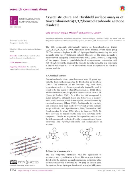 Pdf Crystal Structure And Hirshfeld Surface Analysis Of