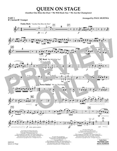 Queen On Stage Pt1 Bb Clarinetbb Trumpet By Paul Murtha Sheet