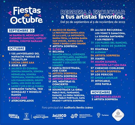 Fiestas De Octubre Revelan Fechas De Conciertos En Benito Ju Rez