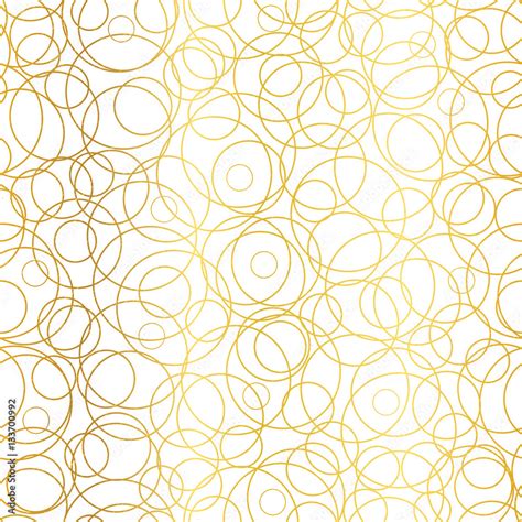 Vector Golden Abstract Circles Bubbles Seamless Pattern Background