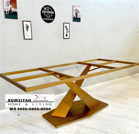 Model Silang Kaki Meja Gold Stainless Berkualitas Top Kumsiyah Furniture