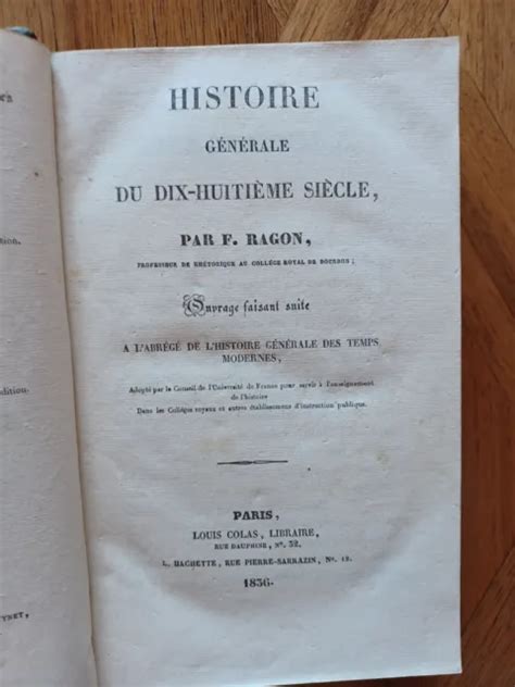 FRANÇOIS RAGON Histoire générale du dix huitième siècle 1836 EUR 16