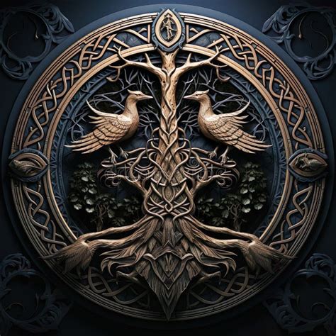 Epic High Fantasy Norse Mythology Viking Nature Themed Logo Coat Of