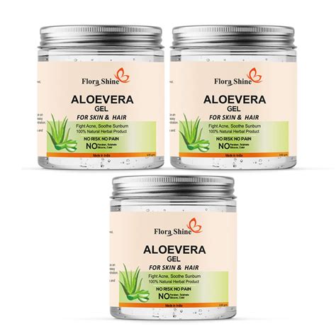 Flora Shine Pure Aloe Vera Gel For Skin And Hair With Vitamin E And Natural Emollients Paraben Free