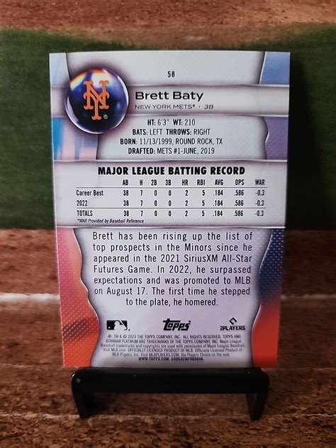 2023 Bowman Platinum Brett Baty RC 58 New York Mets Rookie EBay